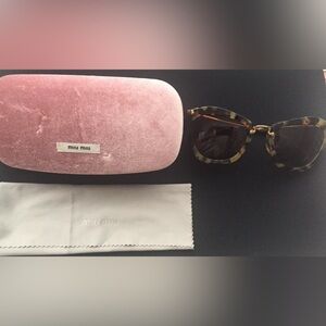 Miu Miu Tortoise Shell Sunglasses with Pink Case